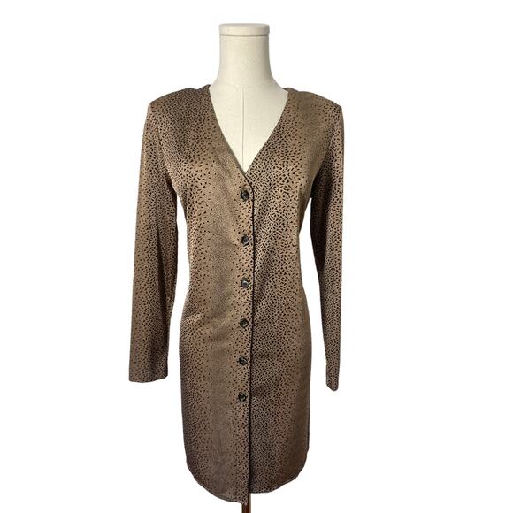 Vintage 90S Y2K Long Animal Print Cardigan Medium / Large - Picture 1 of 5